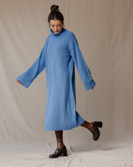 Warm Knit Dress Blue