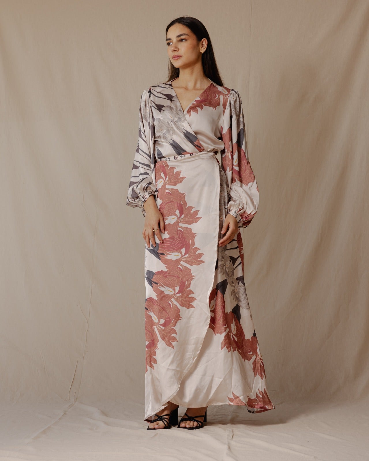 Lilly Garden Wrap Dress Light Peach