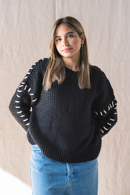 The Hand-Stitched Sweater Black