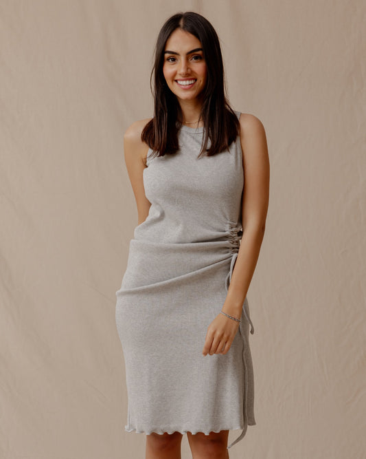 Drawstring Fitted Dress Grey