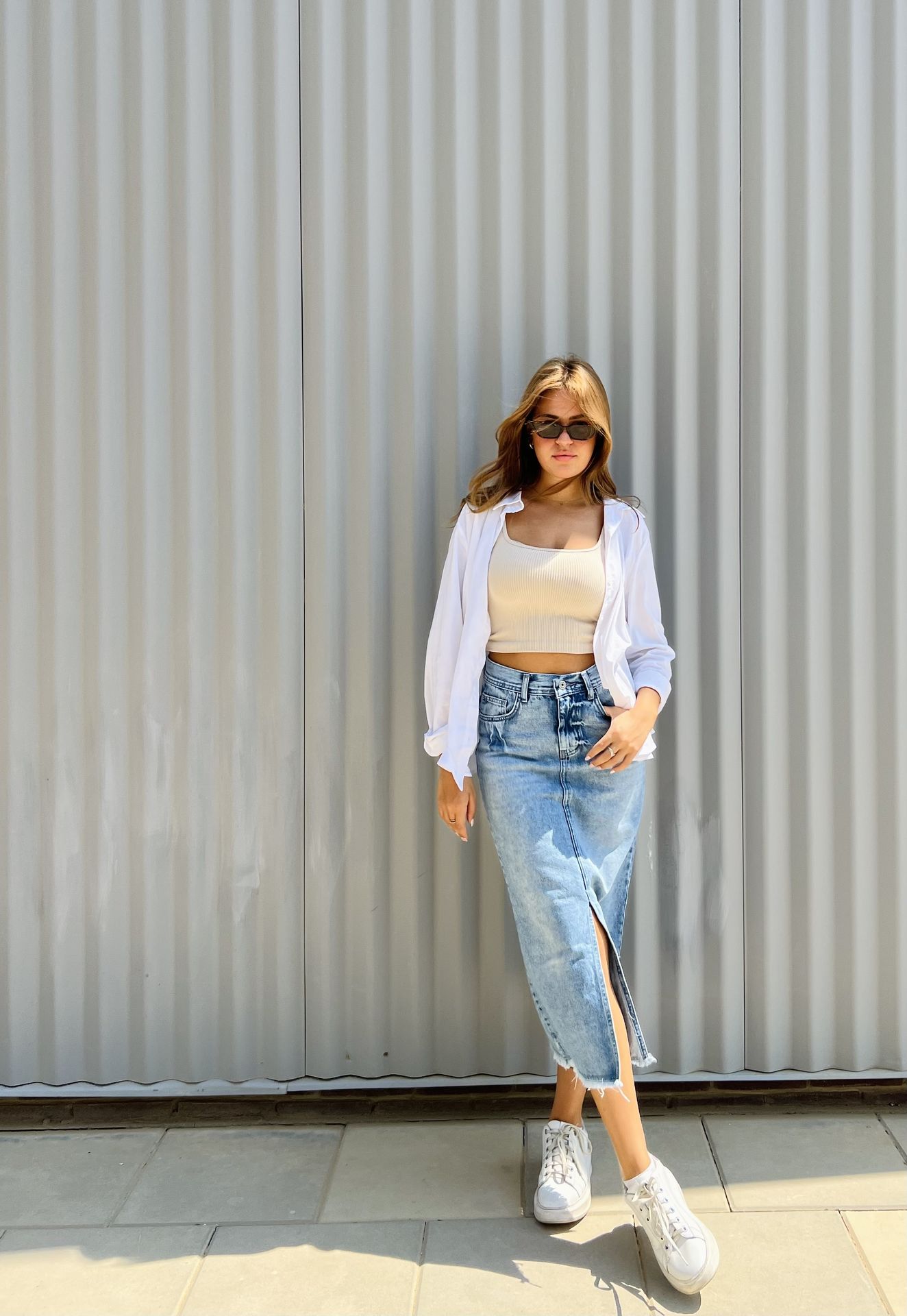 Denim Skirt With A Slit