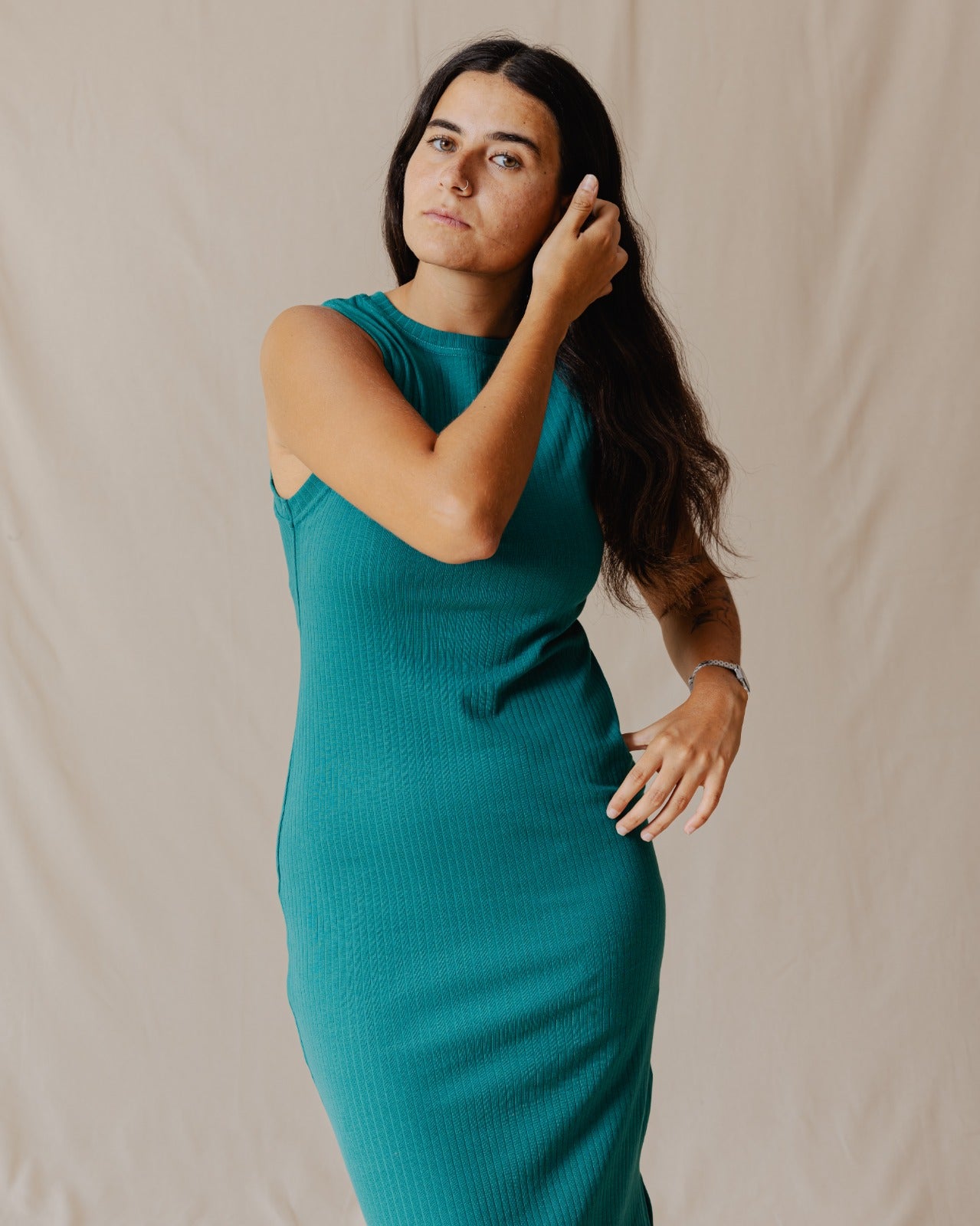 Amelia Ribbed Dress Teal