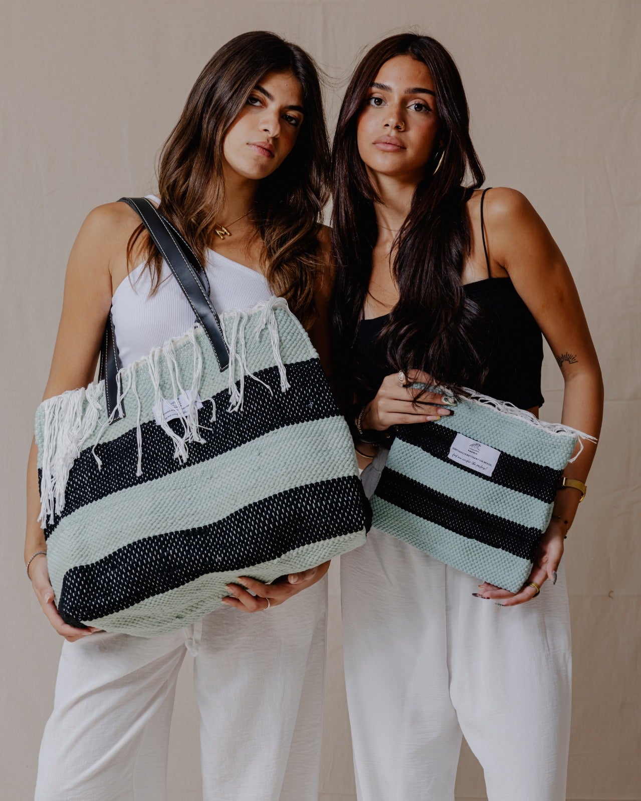 Kilim Tote Black X Mint