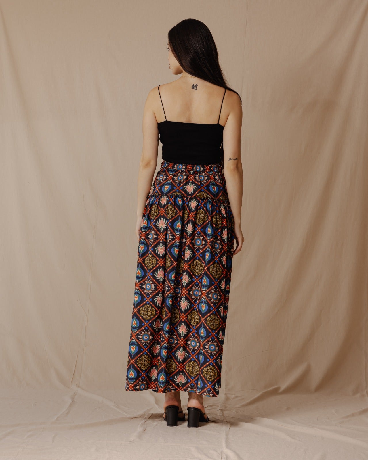 Damask Rose Maxi Skirt