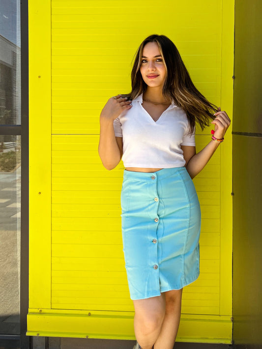 Gabardine Turquoise Skirt