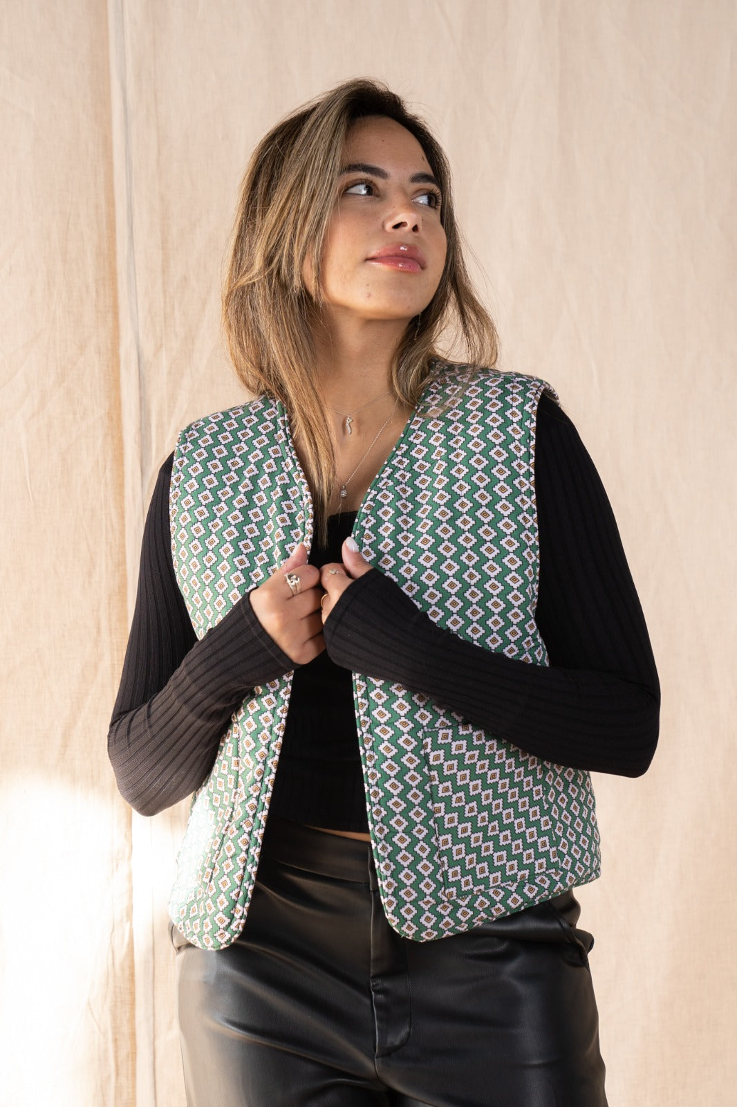 Persian Reversible Vest Fuschia X Green