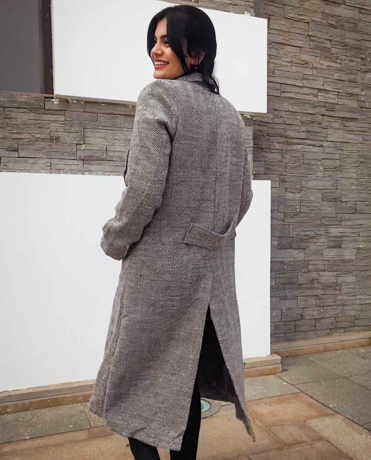 Camilla Tweed Coat Grey