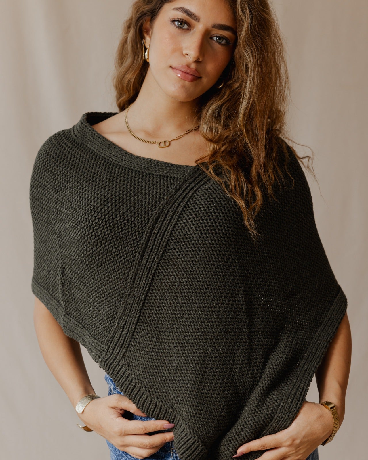 Handmade Poncho Scarf Olive