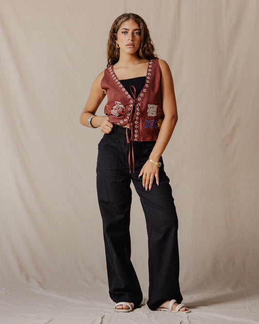 Classic Linen Pants Black