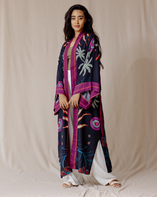 Island Dreams Kimono Navy