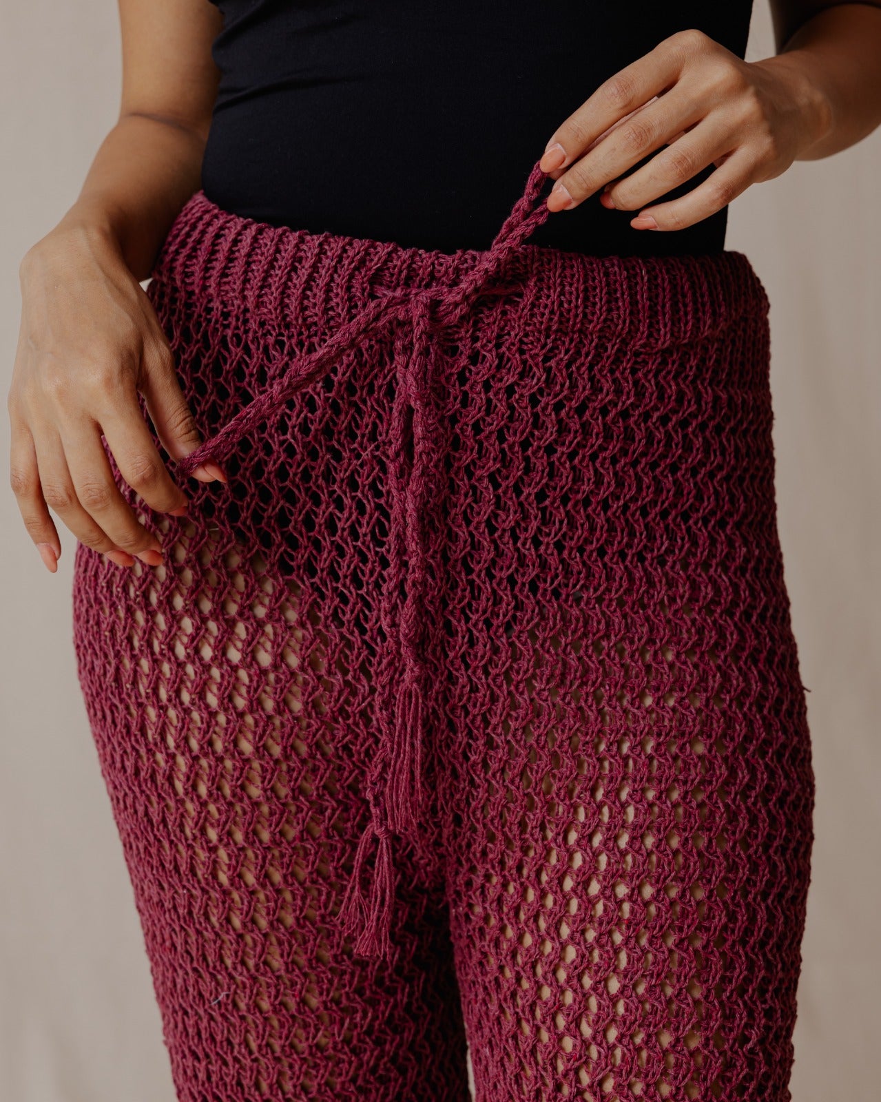 Handmade Crochet Pants Burgundy