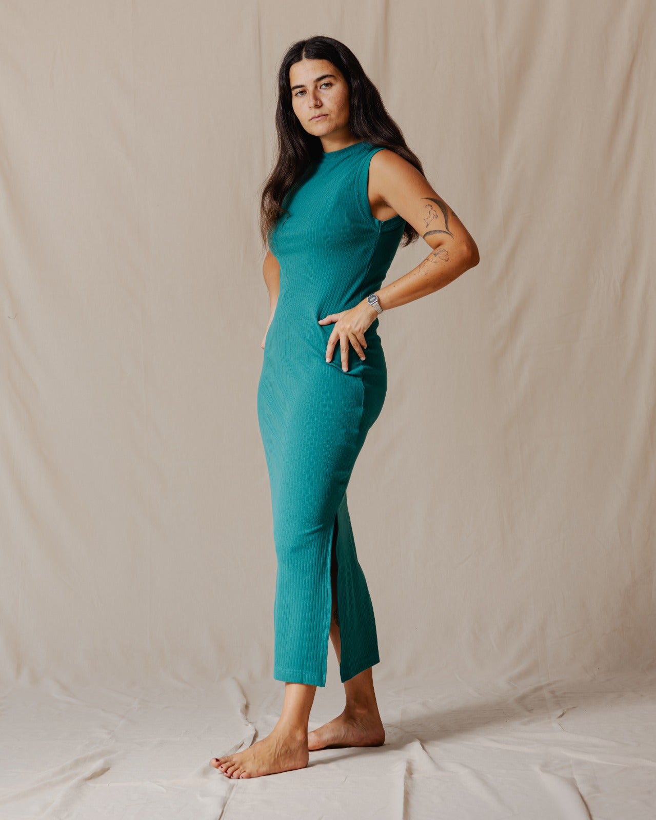 Amelia Ribbed Dress Teal