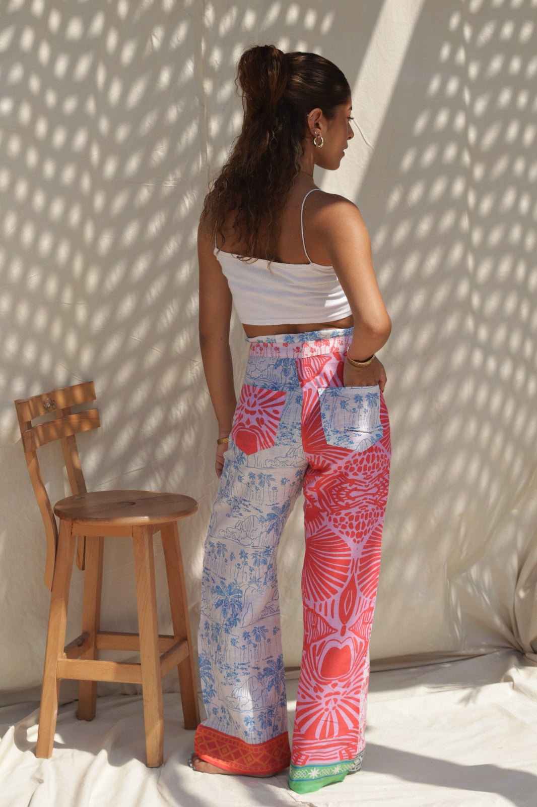 Multiprint Patchwork Linen Pants