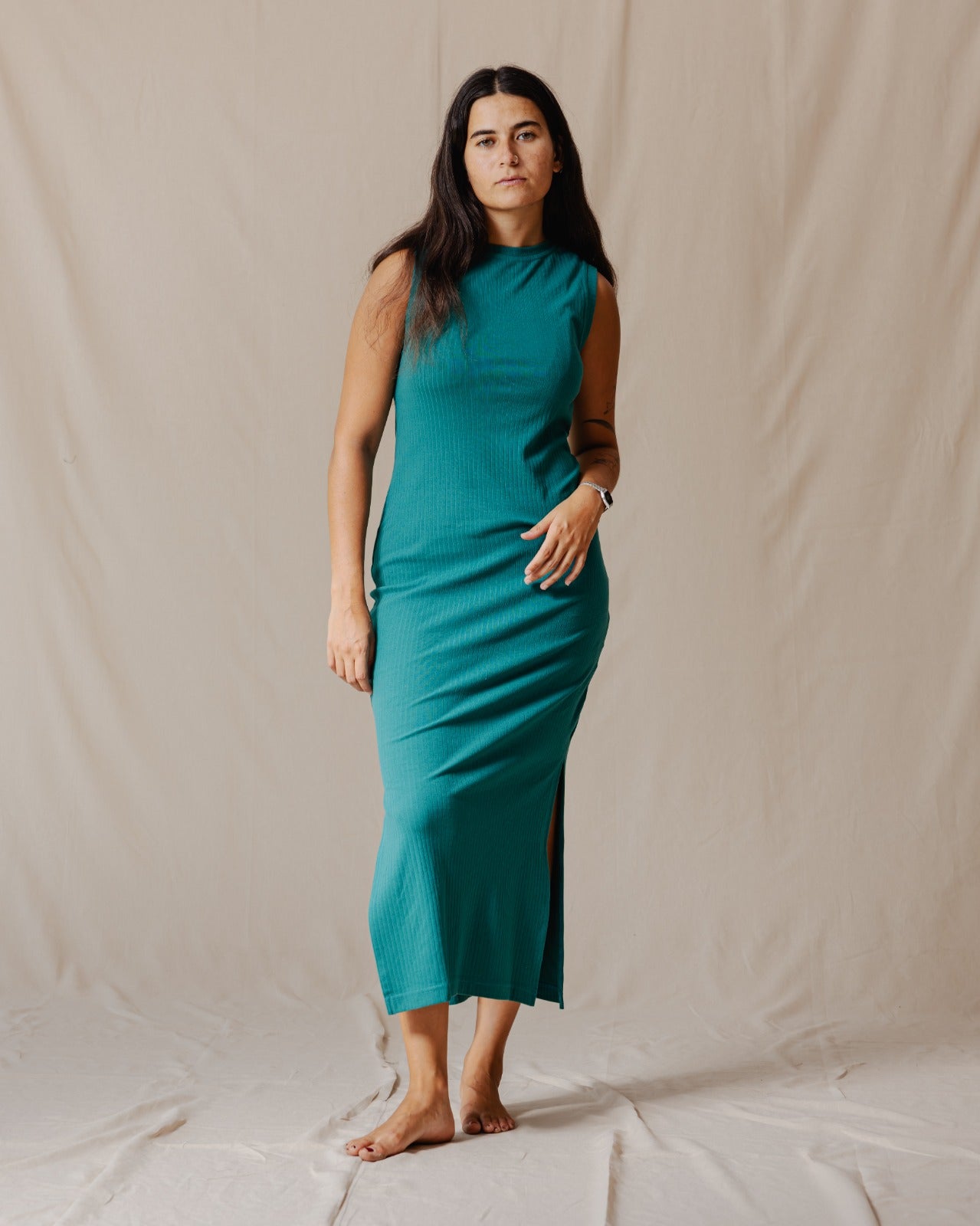 Amelia Ribbed Dress Teal