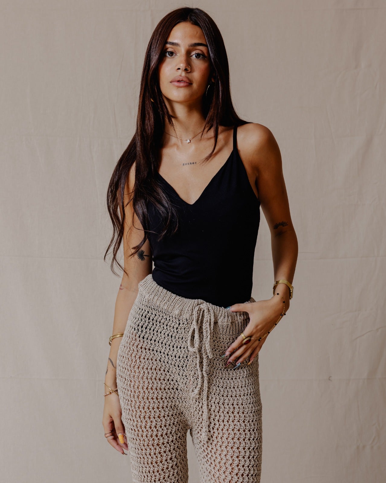 Handmade Crochet Pants Beige