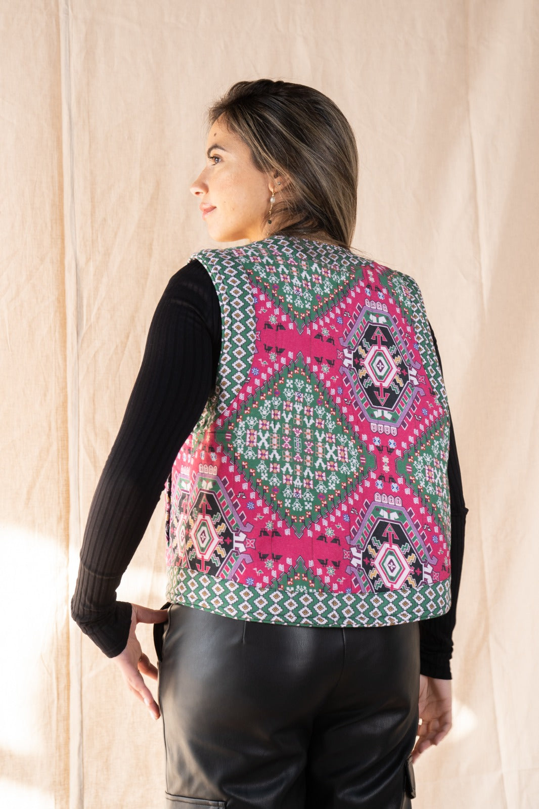 Persian Reversible Vest Fuschia X Green