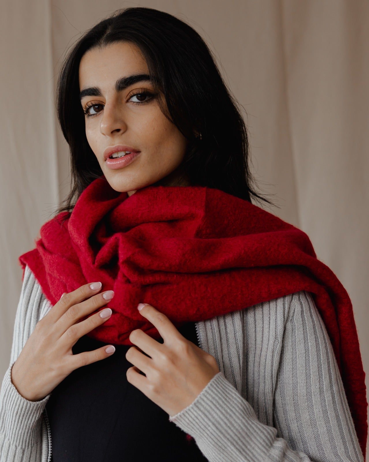 Plain Winter Scarf Red