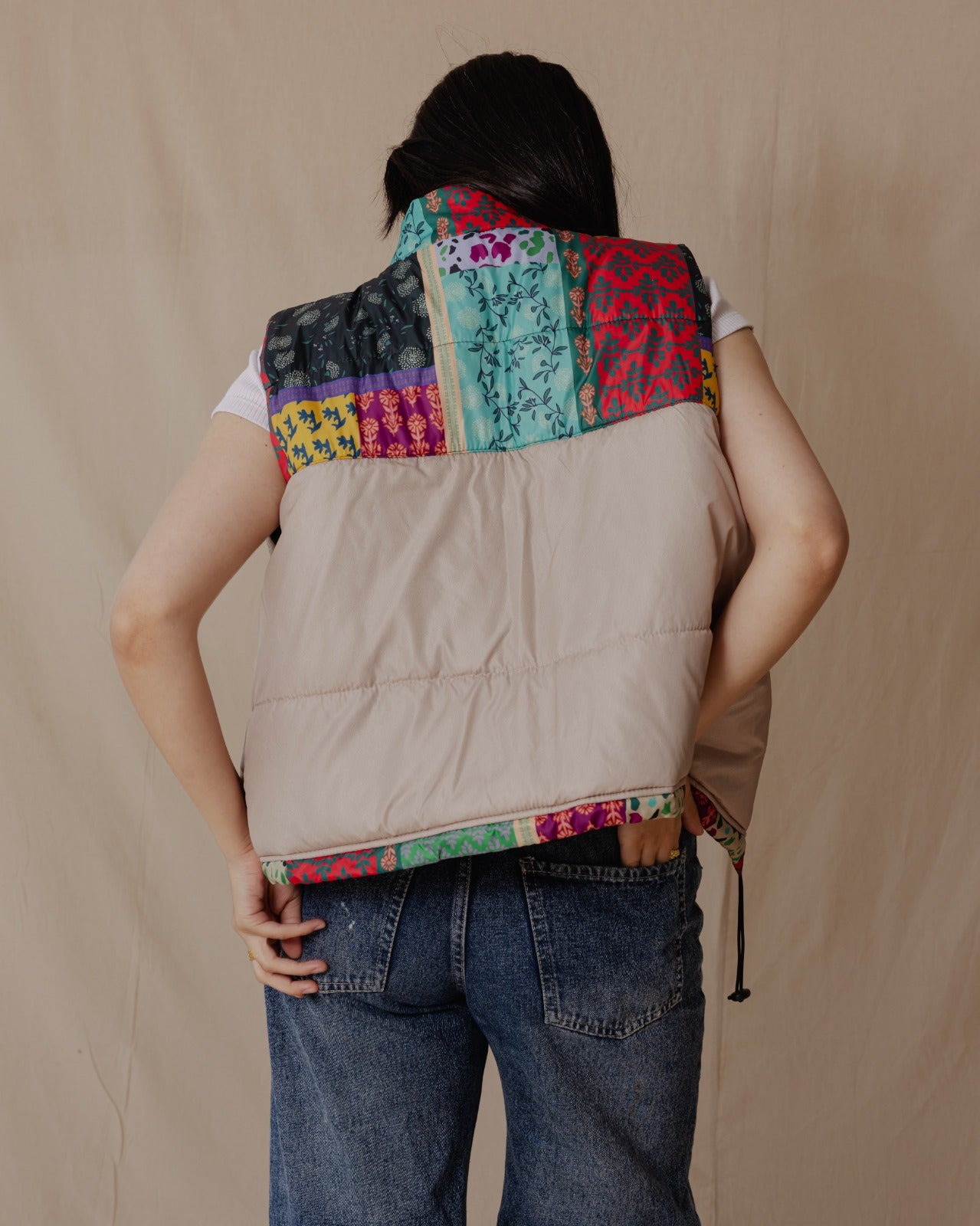 Indian Florals Waterproof Vest Beige