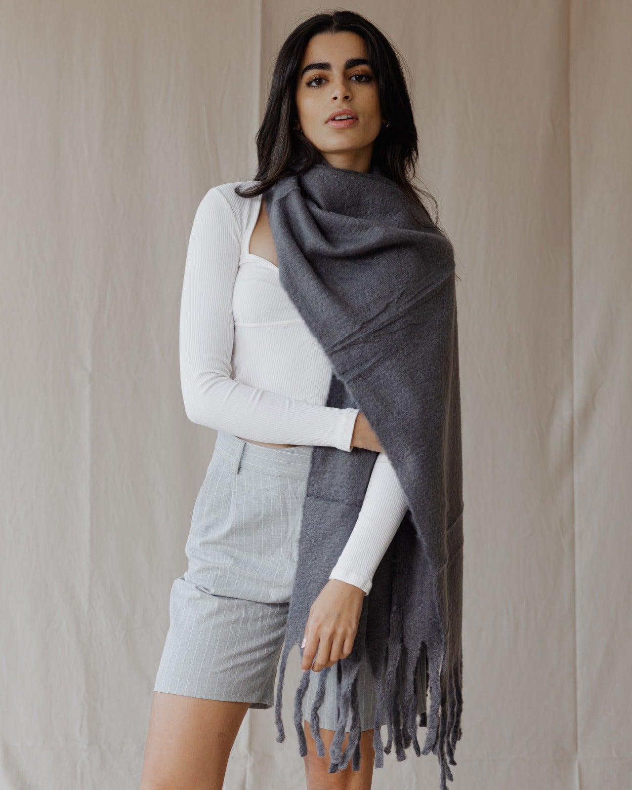 Plain Winter Scarf Dark Grey