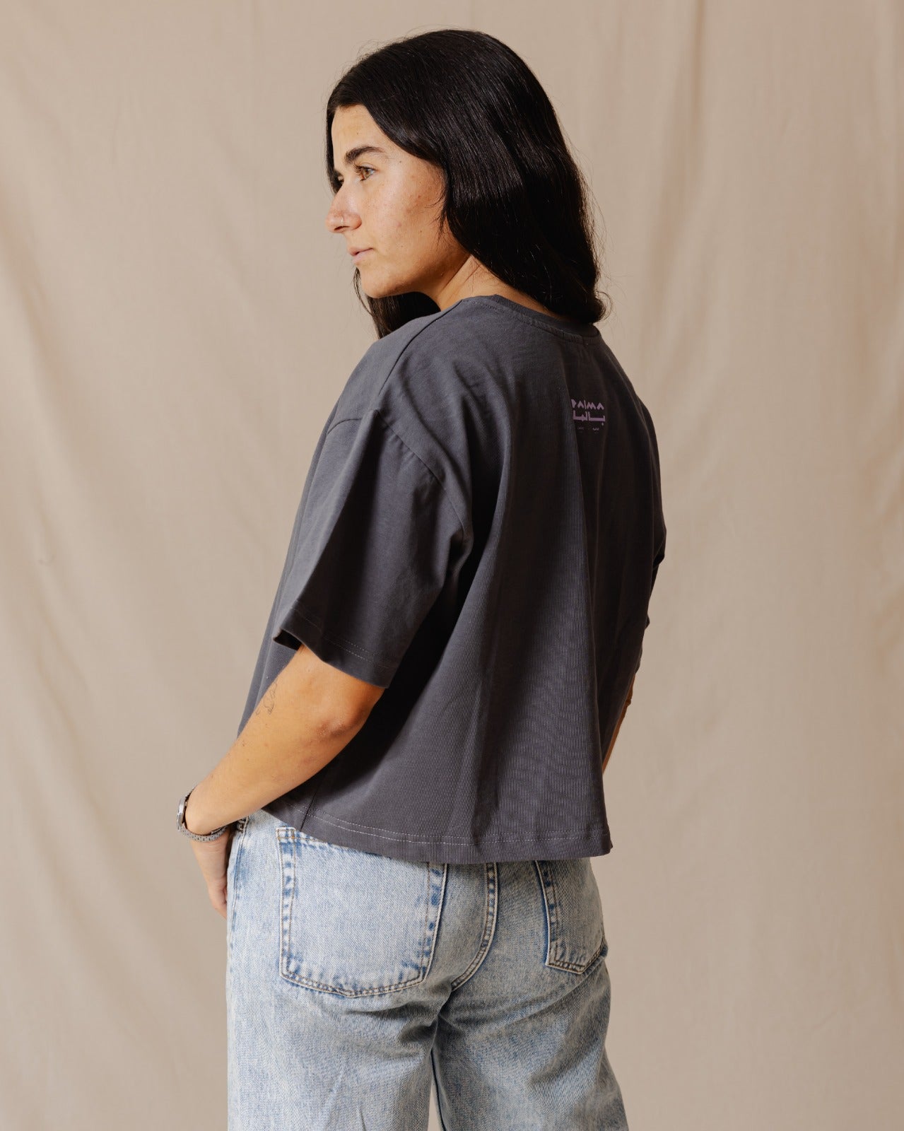 Indian Elephant Cropped Tee Charcoal Grey