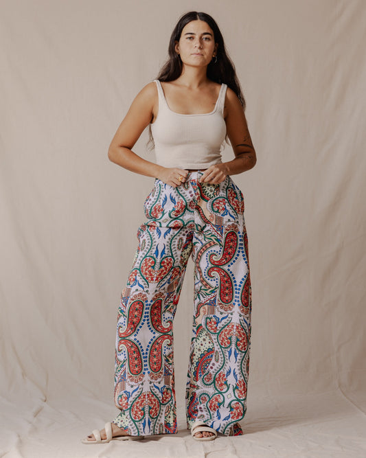 Bohemian Paisley Linen Pants