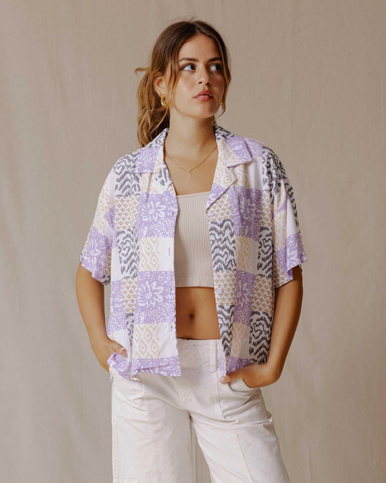 Summer Patchwork Shirt Purple