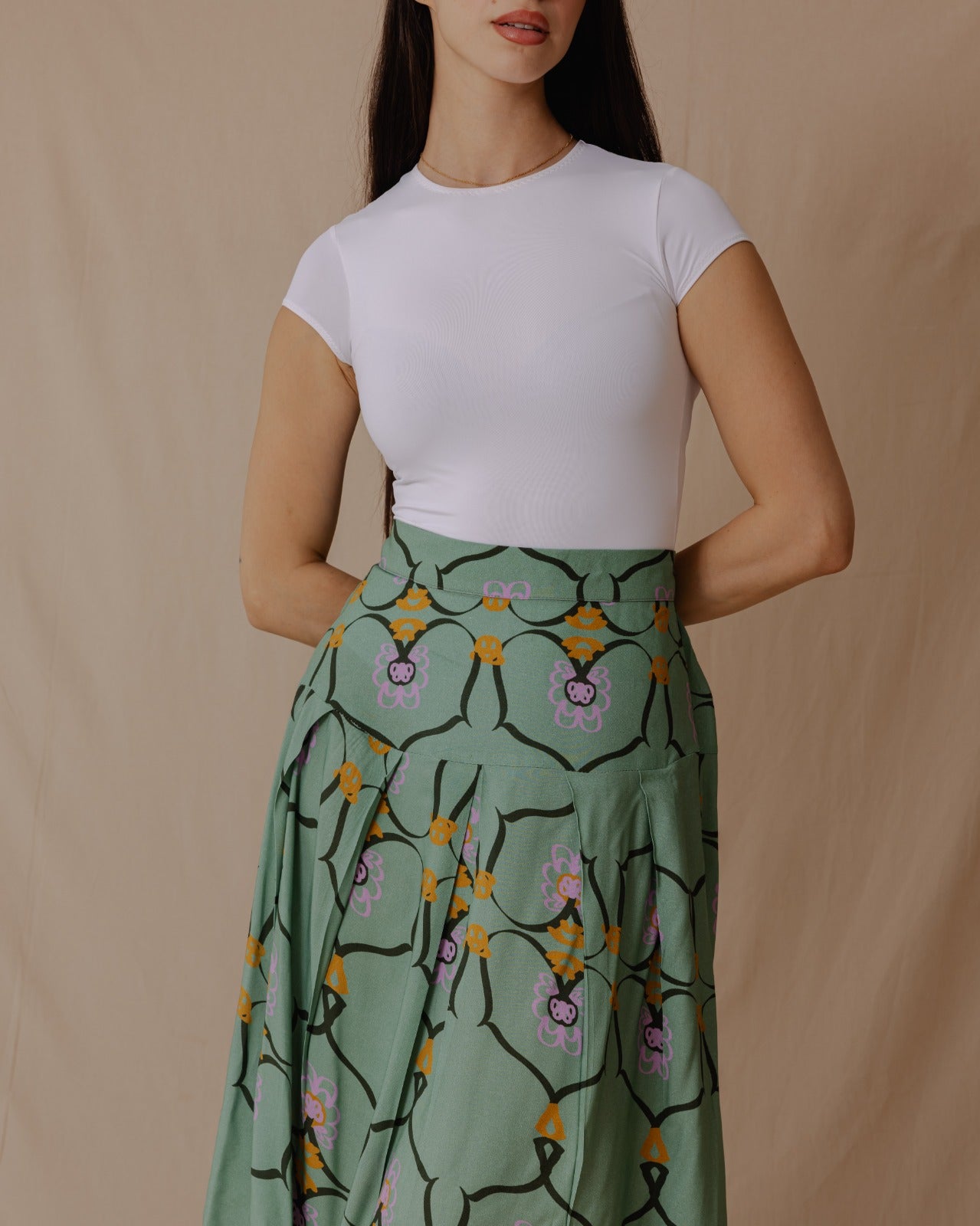 Lilly Of The Valley Midi Skirt Mint Green