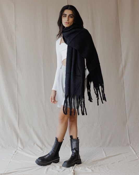 Plain Winter Scarf Black