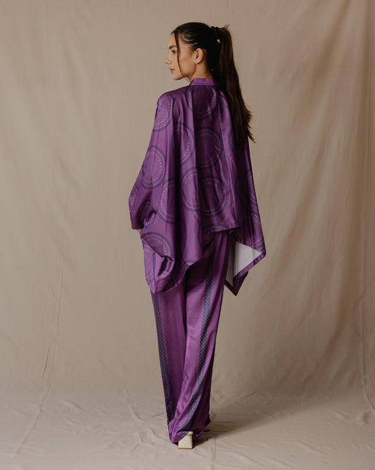 Geometric Lines Cape Set Purple