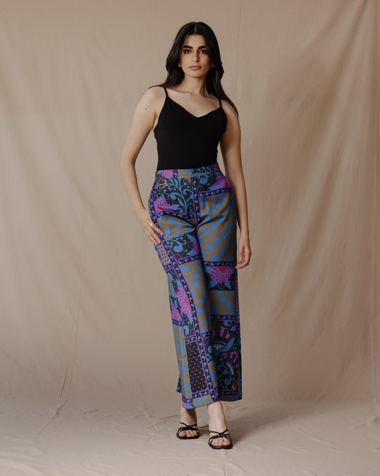 Paisley Patchwork Pants Olive X Purple