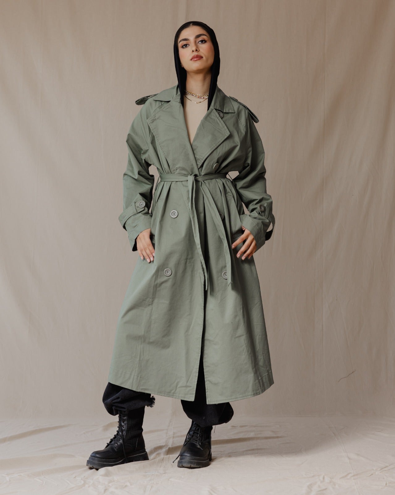 Relax Fit Trench Coat Olive