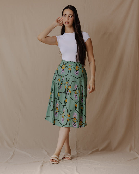 Lilly Of The Valley Midi Skirt Mint Green