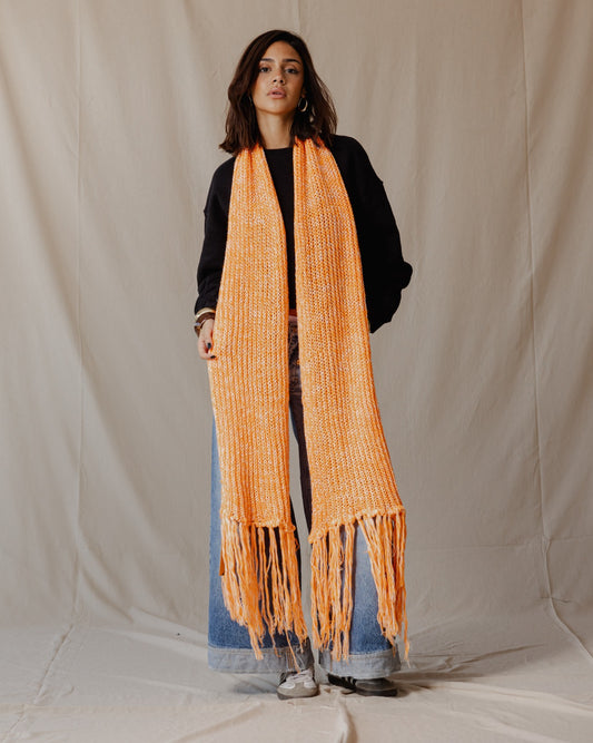 Handmade Edge Fringe Scarf Orange