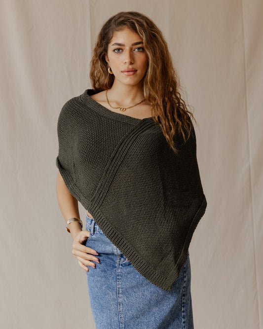 Handmade Poncho Scarf Olive