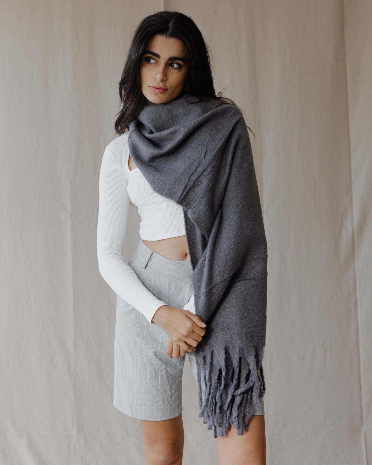 Plain Winter Scarf Dark Grey