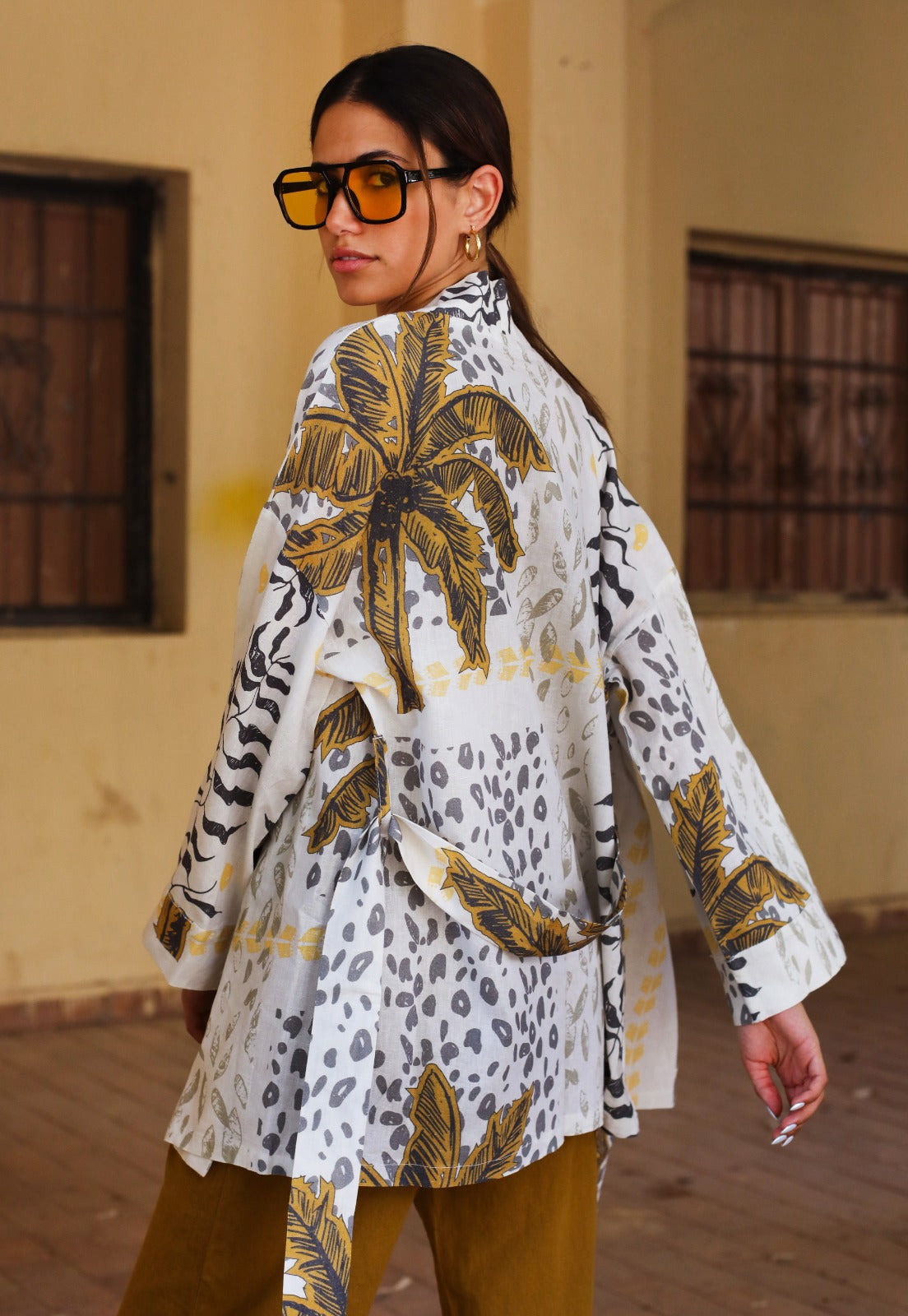 The Palms Linen Kimono White
