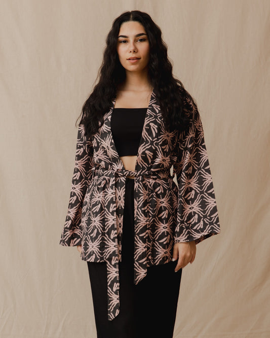 Bali Trip Cotton Kimono Charcoal