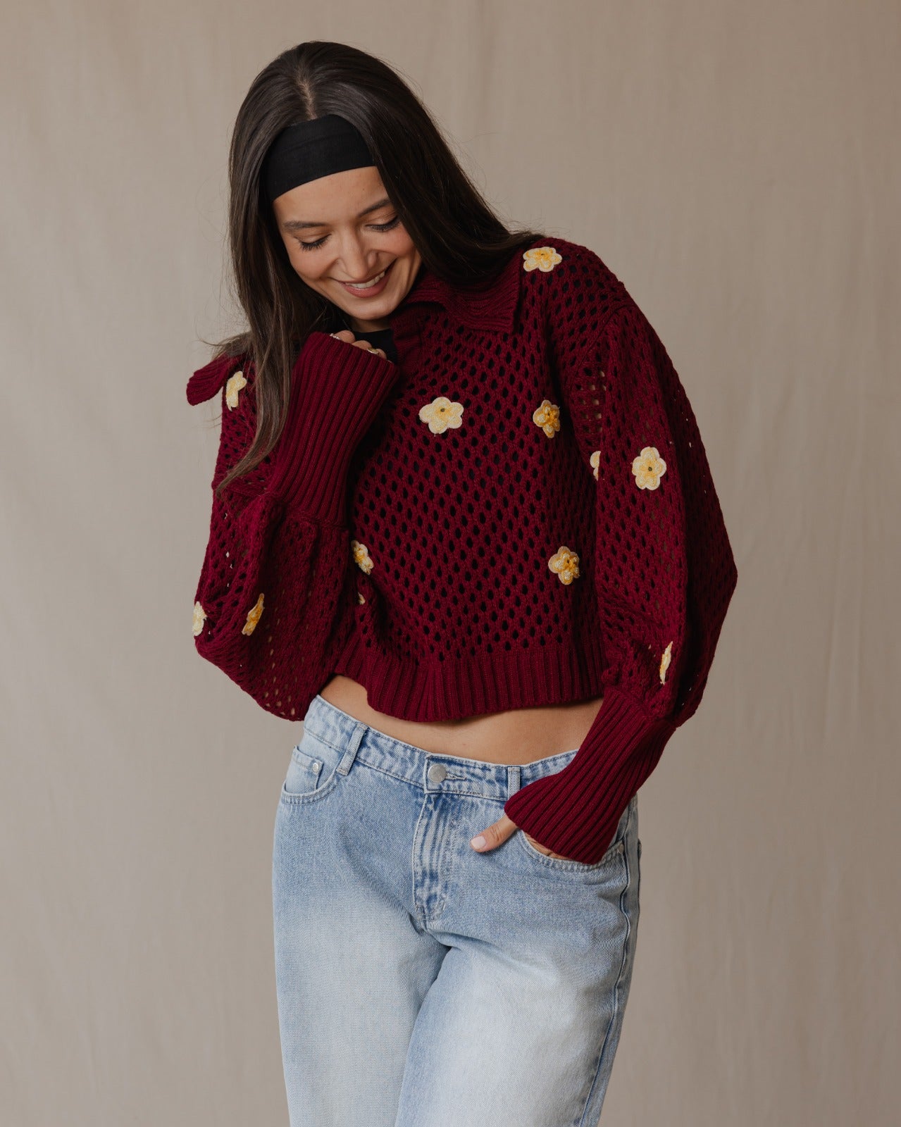 Yasmine Hendi Sweater In Burgundy