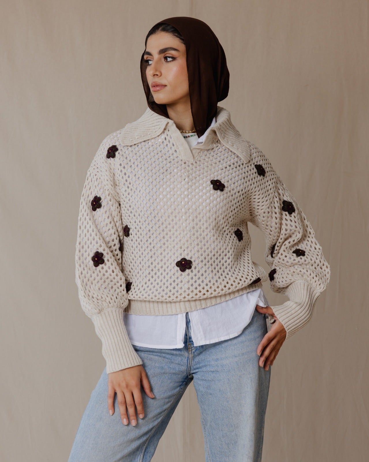 Yasmine Hendi Sweater In Beige