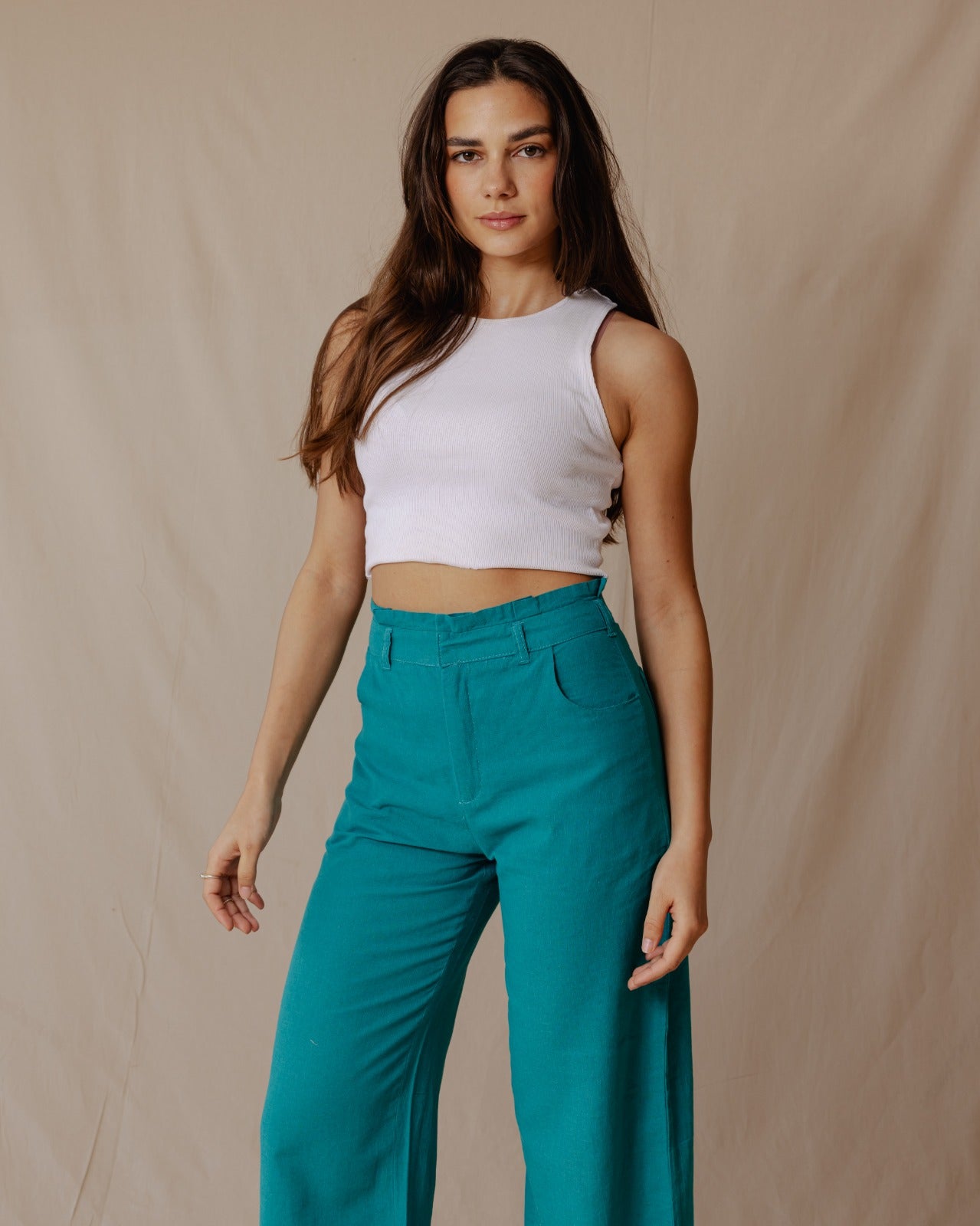 Relaxed Linen Pants Turquoise