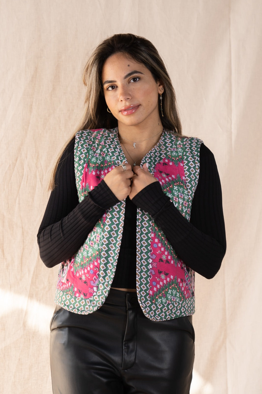 Persian Reversible Vest Fuschia X Green