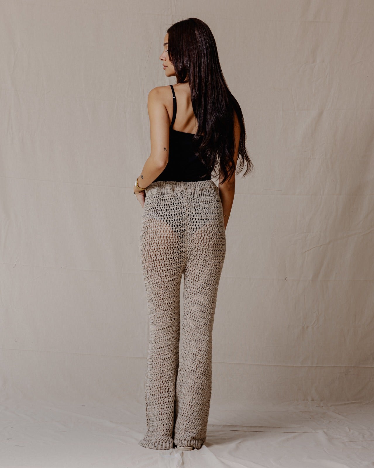 Handmade Crochet Pants Beige