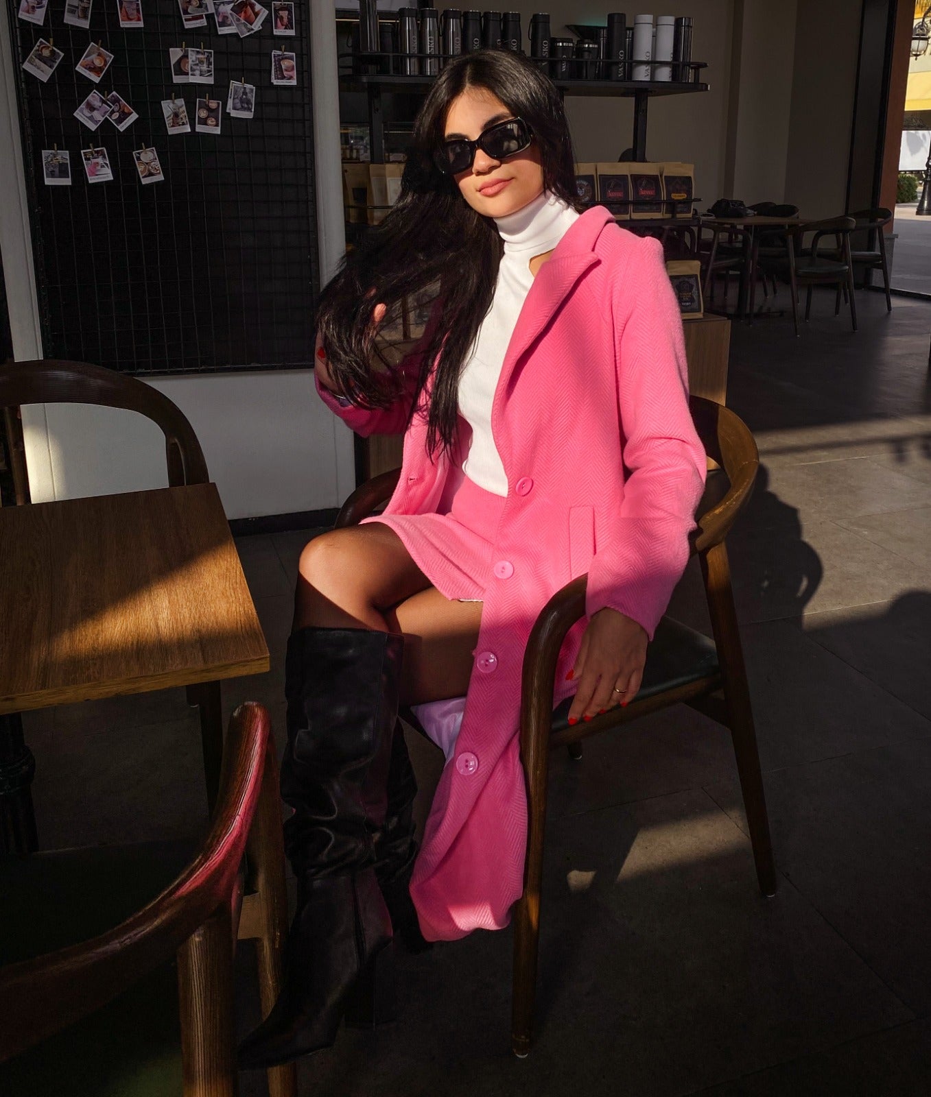 Camilla Tweed Coat Pink