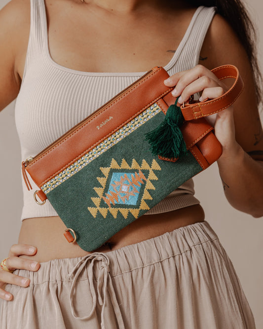 Tribal Tapestry Purse In Olive X Havane