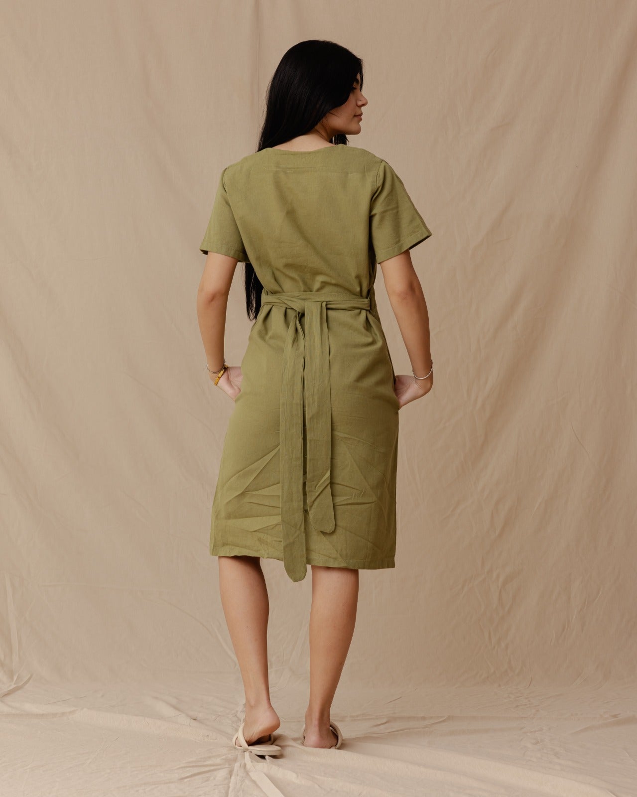 Resort Linen Dress Olive