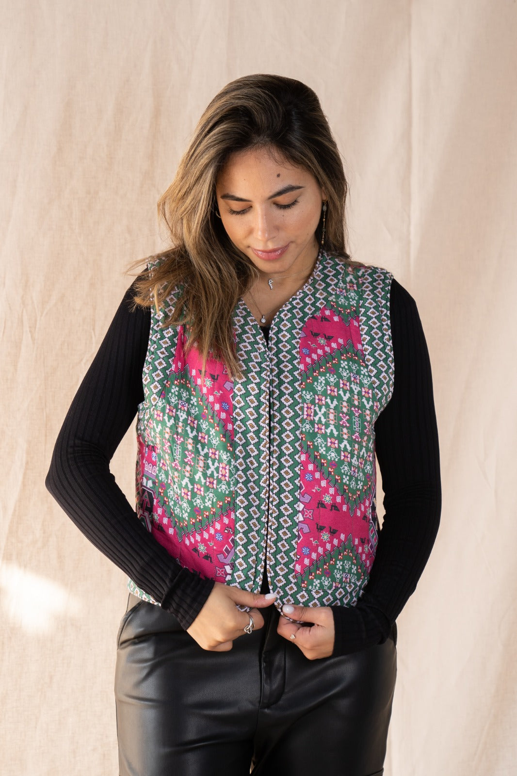 Persian Reversible Vest Fuschia X Green