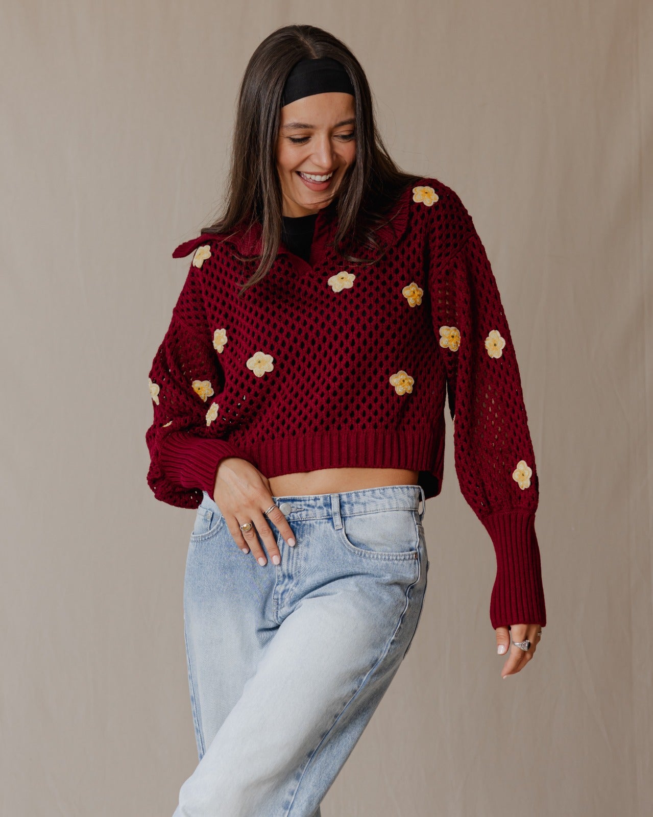 Yasmine Hendi Sweater In Burgundy