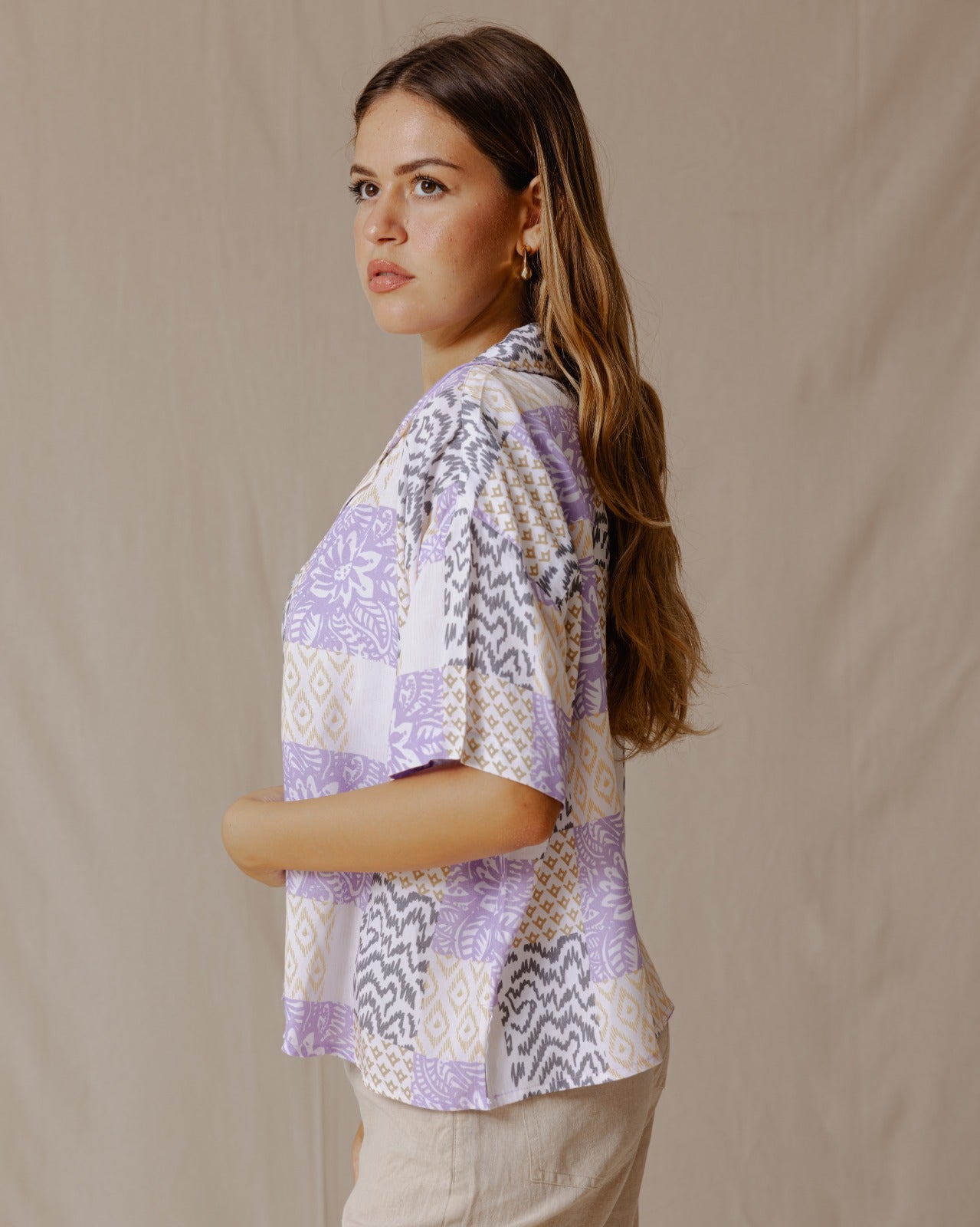 Summer Patchwork Shirt Purple