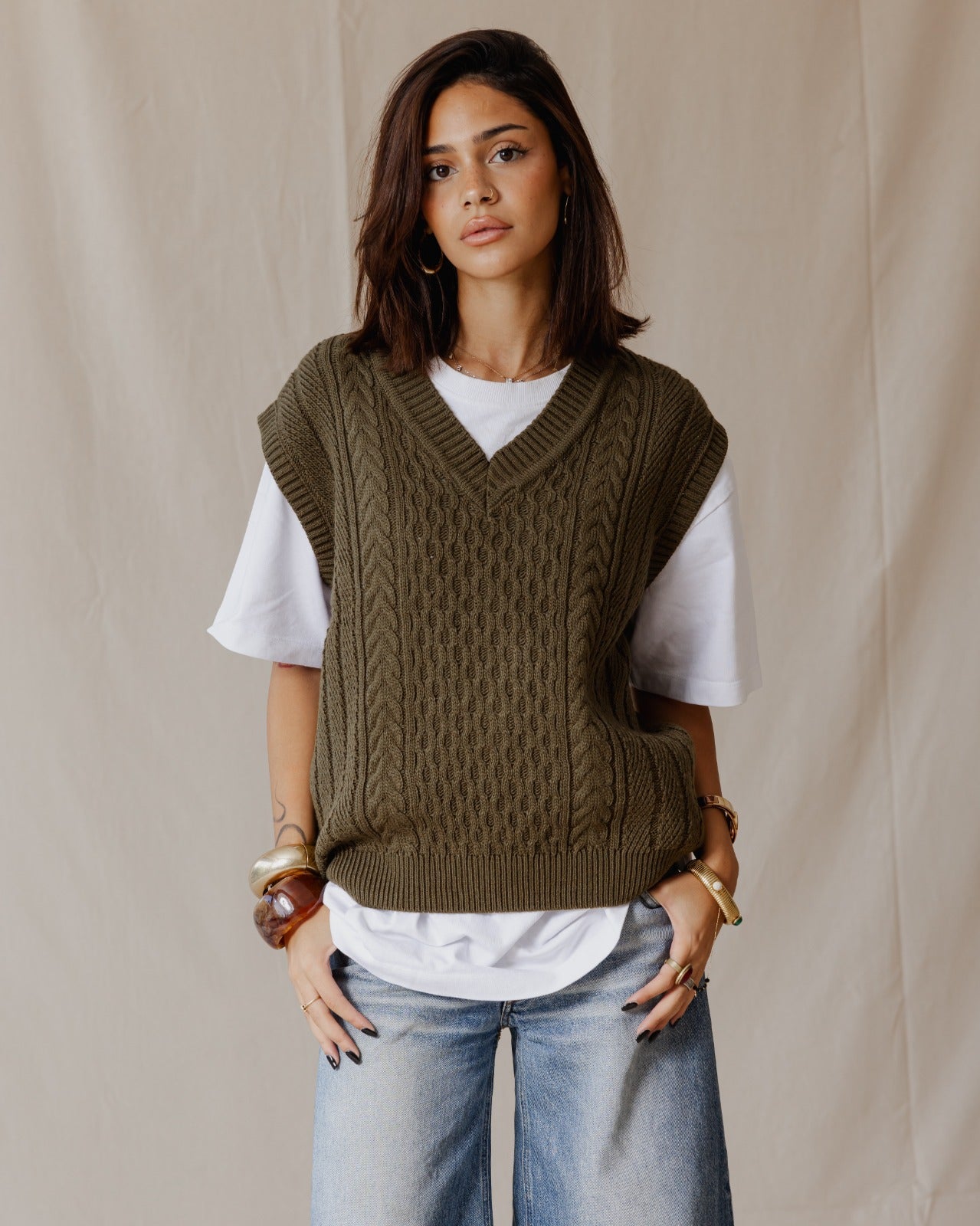 Olive Tricot Vest