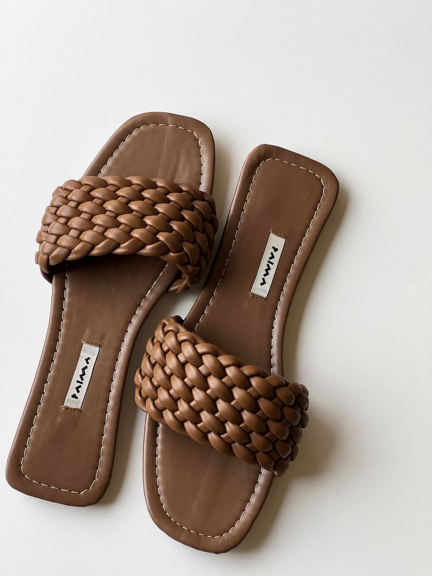 Braided Leather Slippers Havane
